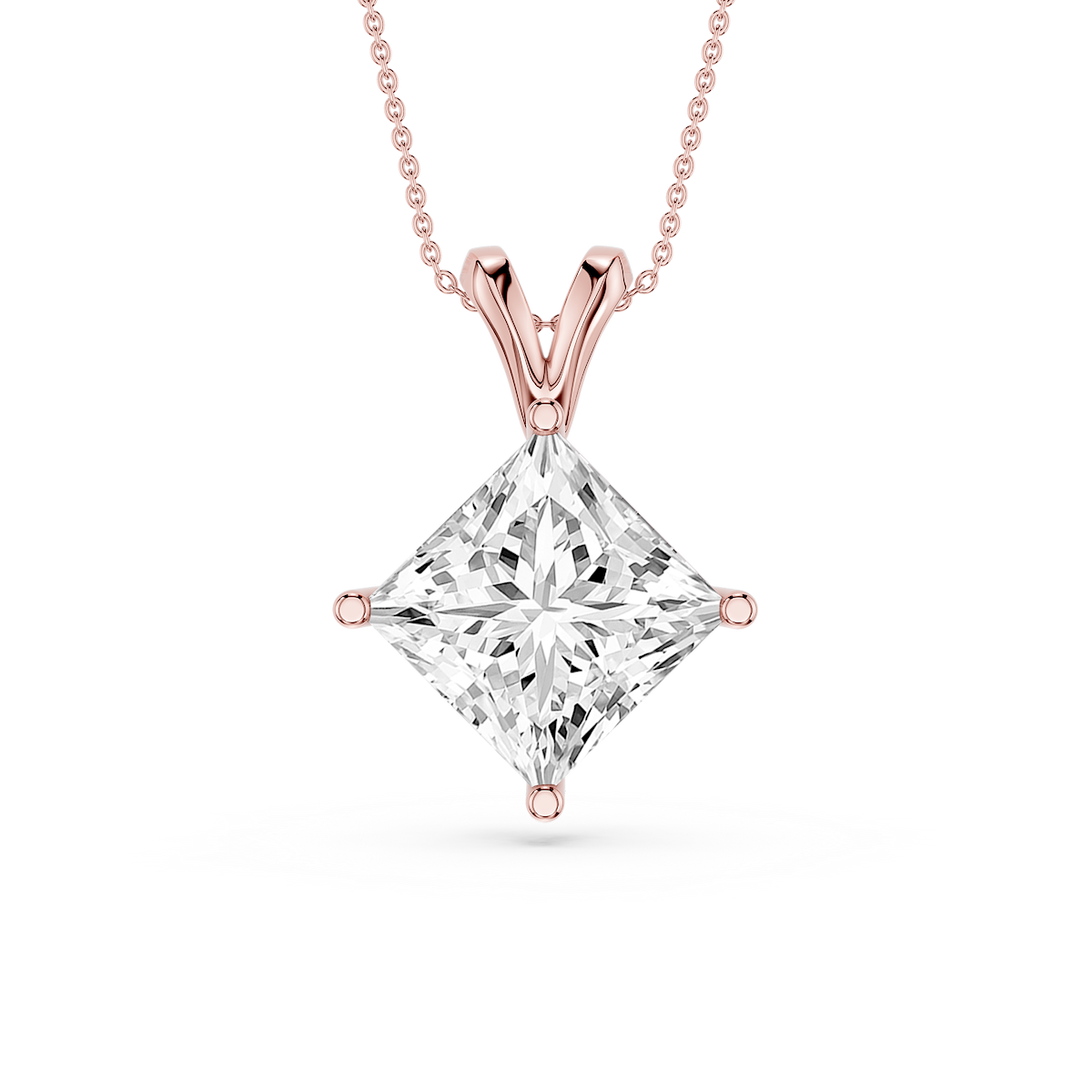 Princess Lab Grown Diamond Double Bail Pendant - 16 to 18 Inches
