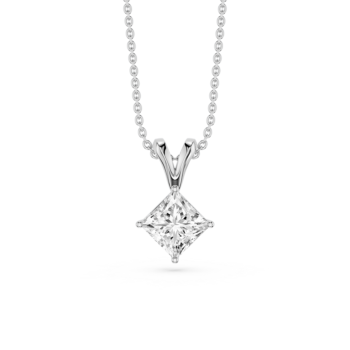 Princess Lab Grown Diamond Double Bail Pendant - 16 to 18 Inches