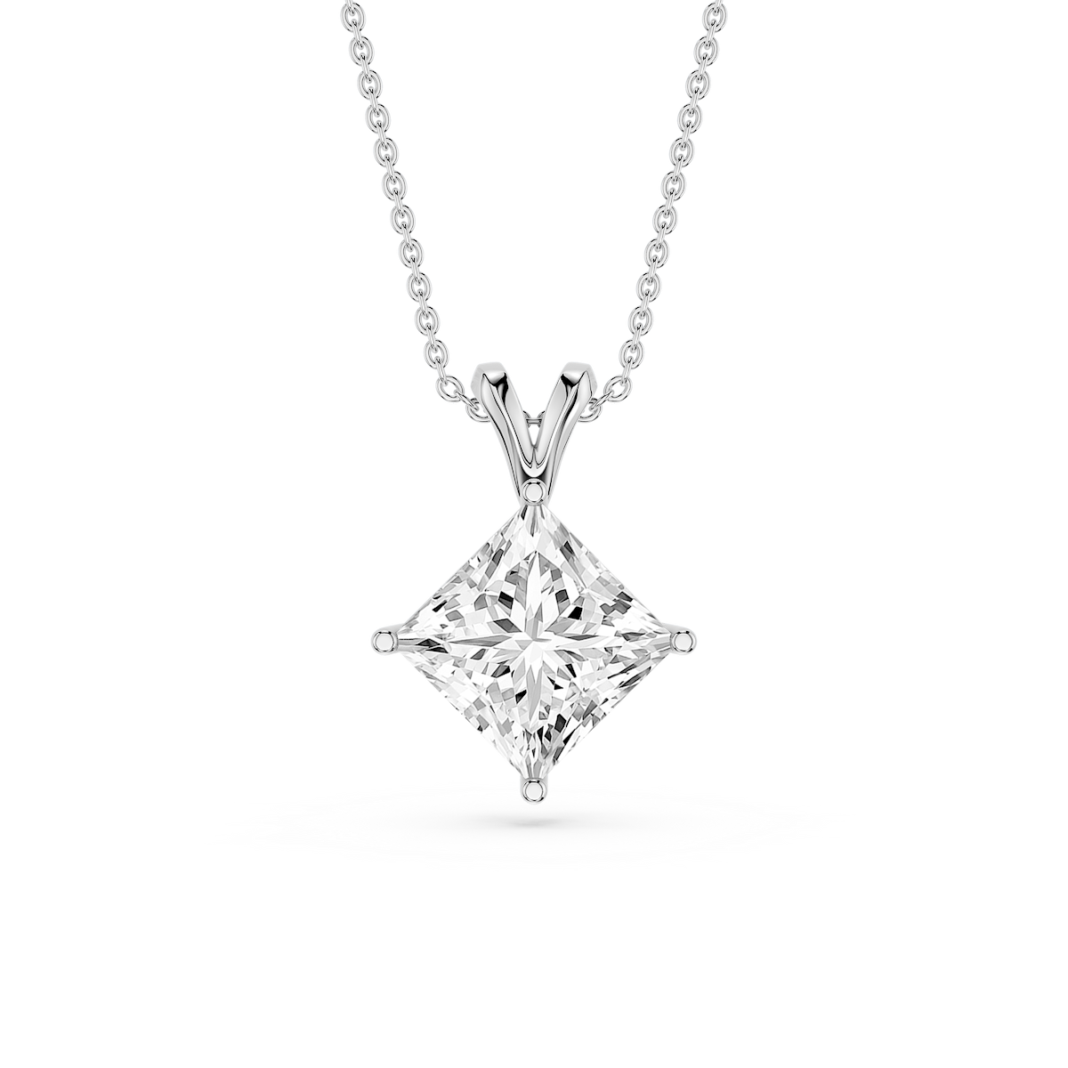 Princess Lab Grown Diamond Double Bail Pendant - 16 to 18 Inches