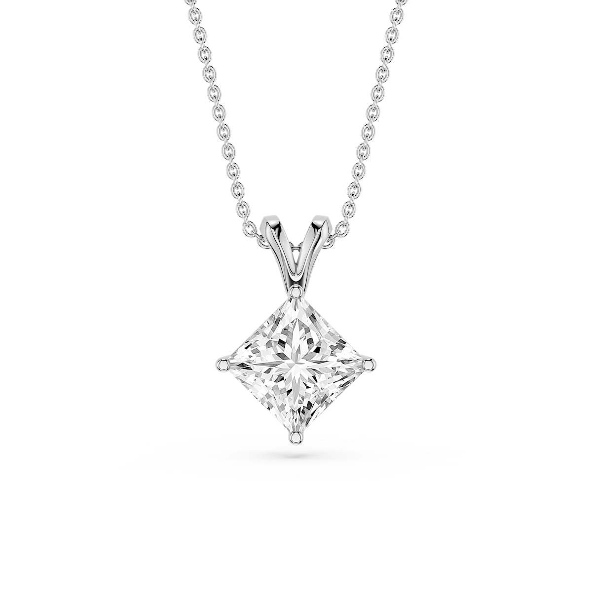 Princess Lab Grown Diamond Double Bail Pendant - 16 to 18 Inches