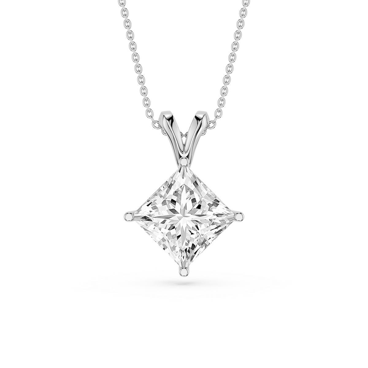 Princess Lab Grown Diamond Double Bail Pendant - 16 to 18 Inches