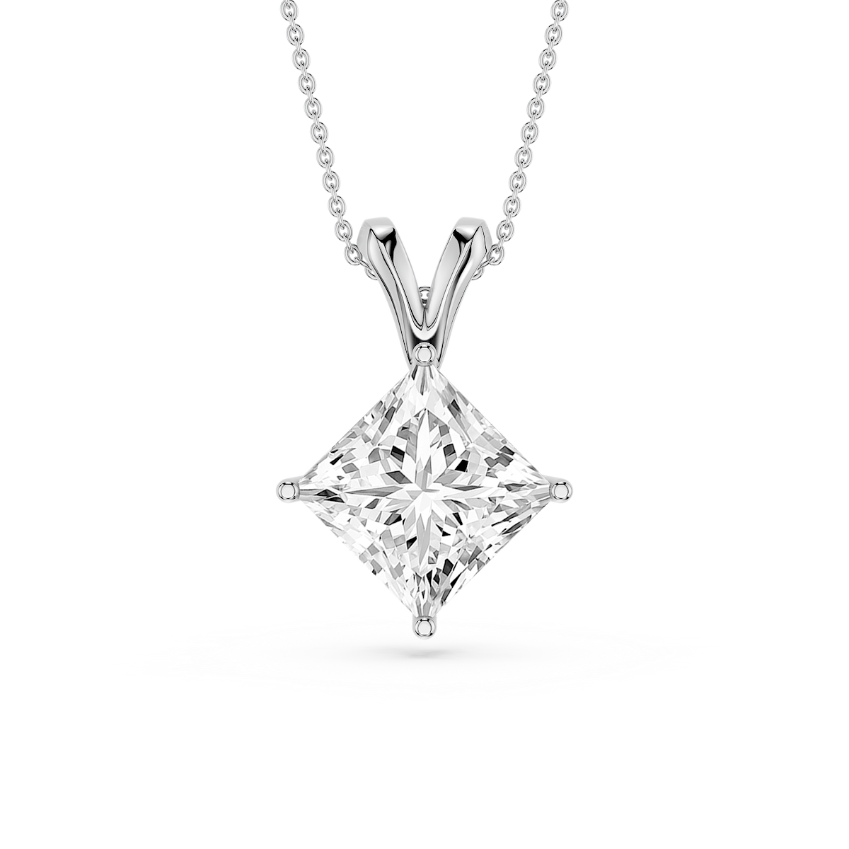 Princess Lab Grown Diamond Double Bail Pendant - 16 to 18 Inches