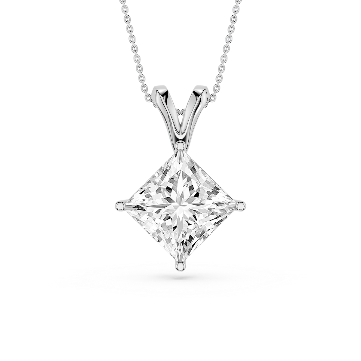 Princess Lab Grown Diamond Double Bail Pendant - 16 to 18 Inches