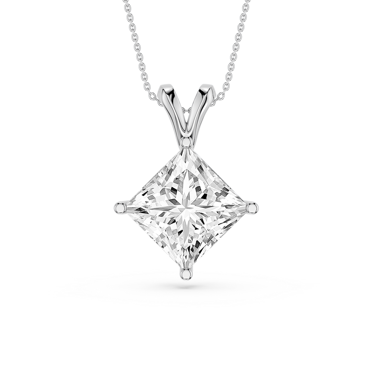 Princess Lab Grown Diamond Double Bail Pendant - 16 to 18 Inches