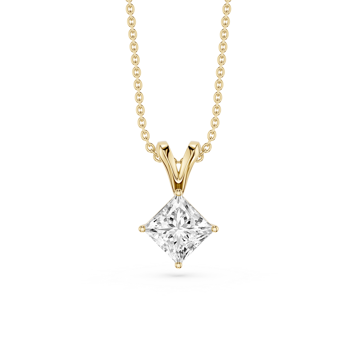 Princess Lab Grown Diamond Double Bail Pendant - 16 to 18 Inches
