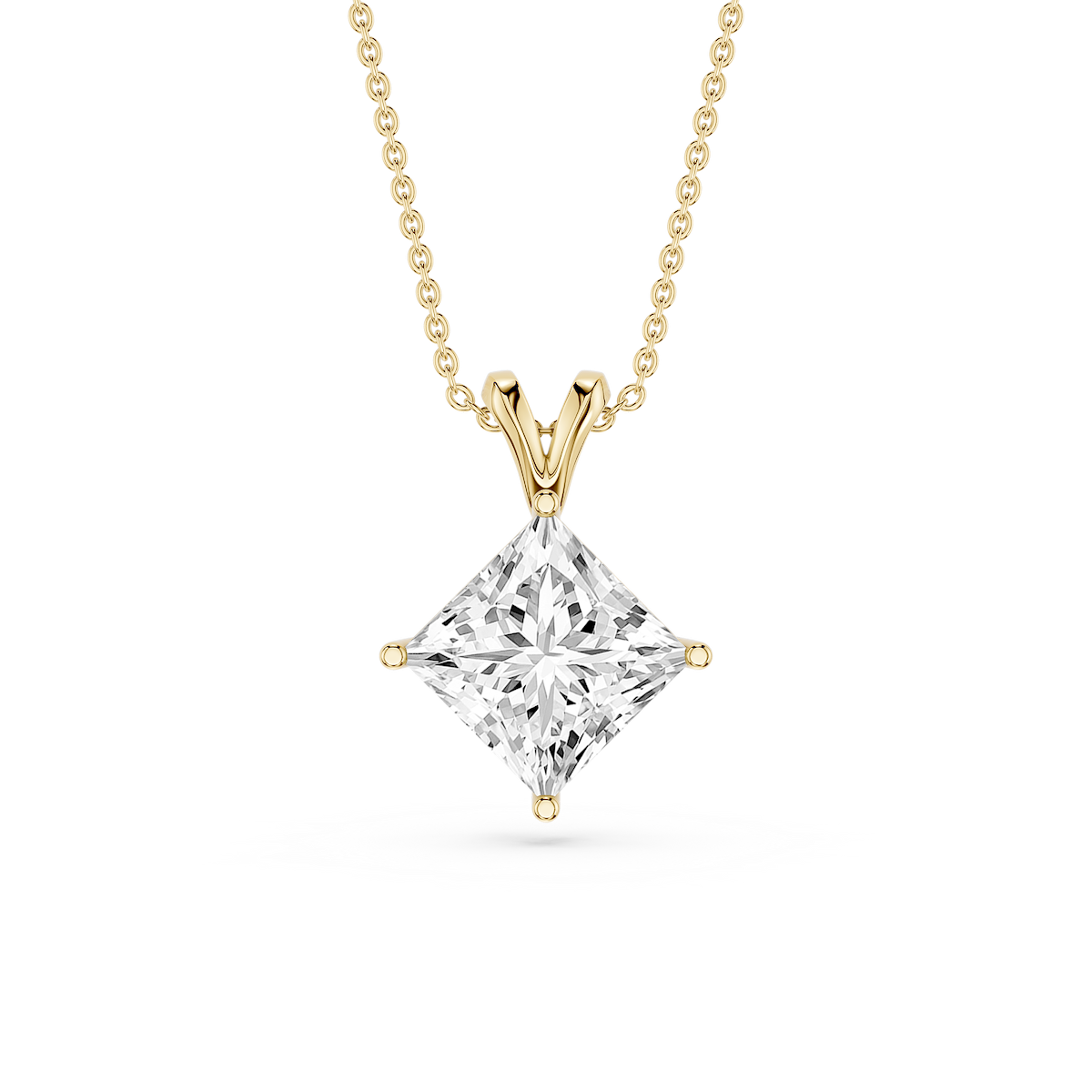 Princess Lab Grown Diamond Double Bail Pendant - 16 to 18 Inches