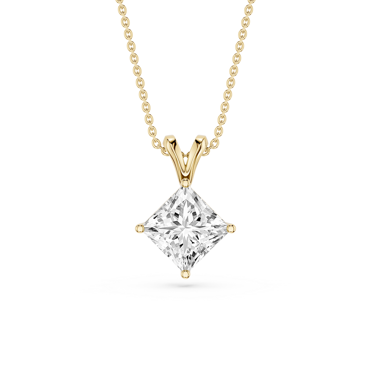 Princess Lab Grown Diamond Double Bail Pendant - 16 to 18 Inches