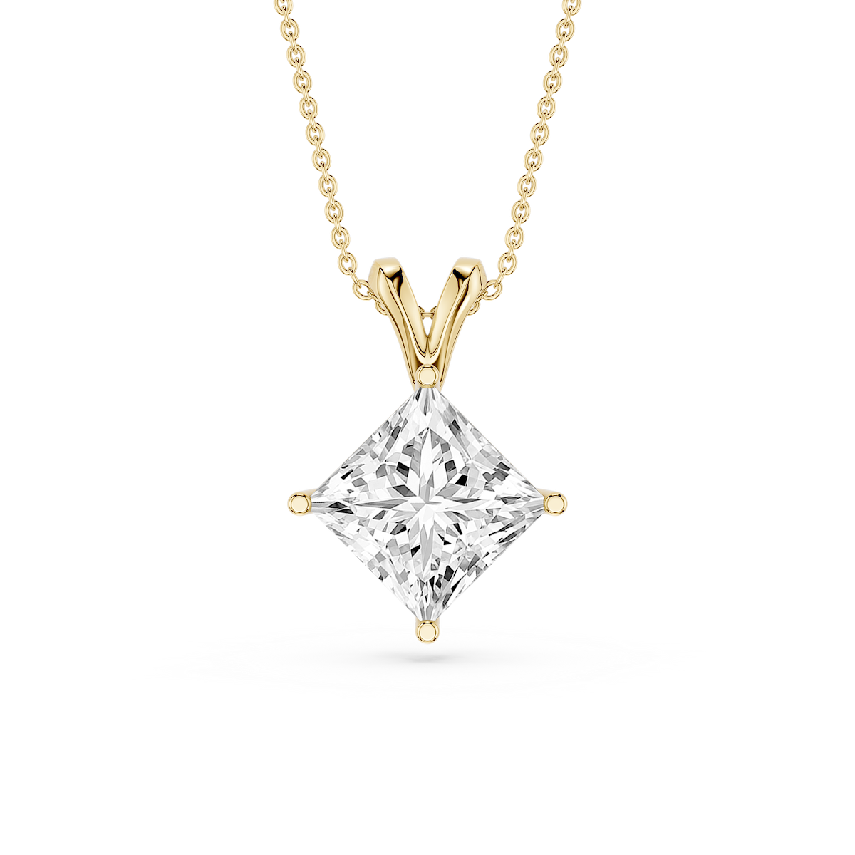 Princess Lab Grown Diamond Double Bail Pendant - 16 to 18 Inches