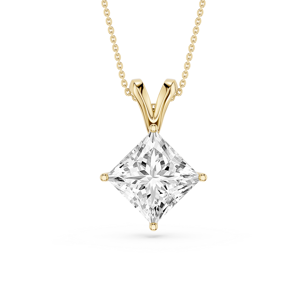 Princess Lab Grown Diamond Double Bail Pendant - 16 to 18 Inches