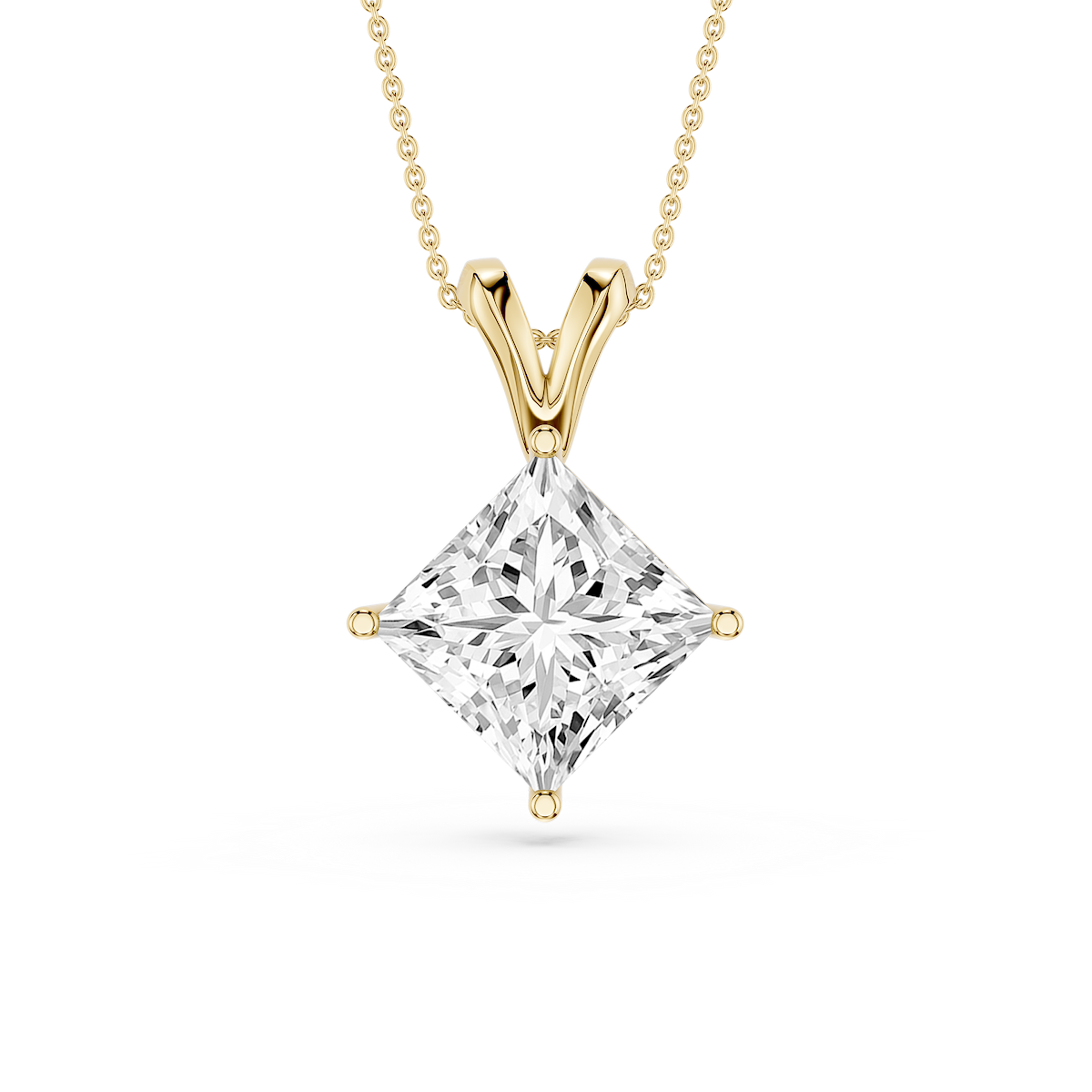 Princess Lab Grown Diamond Double Bail Pendant - 16 to 18 Inches