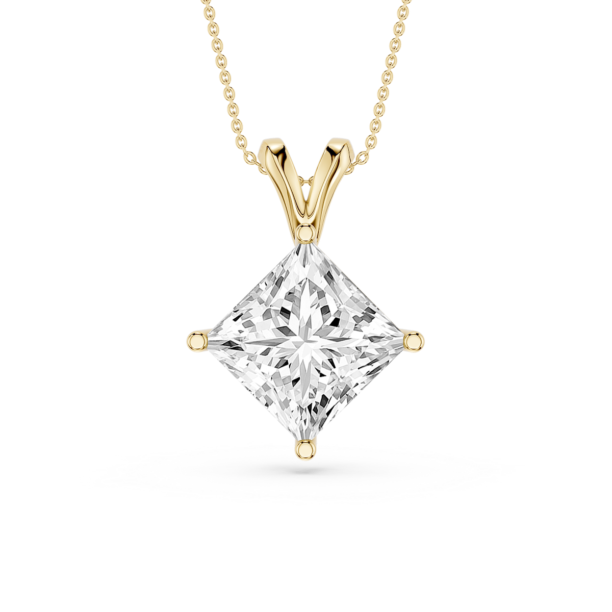 Princess Lab Grown Diamond Double Bail Pendant - 16 to 18 Inches