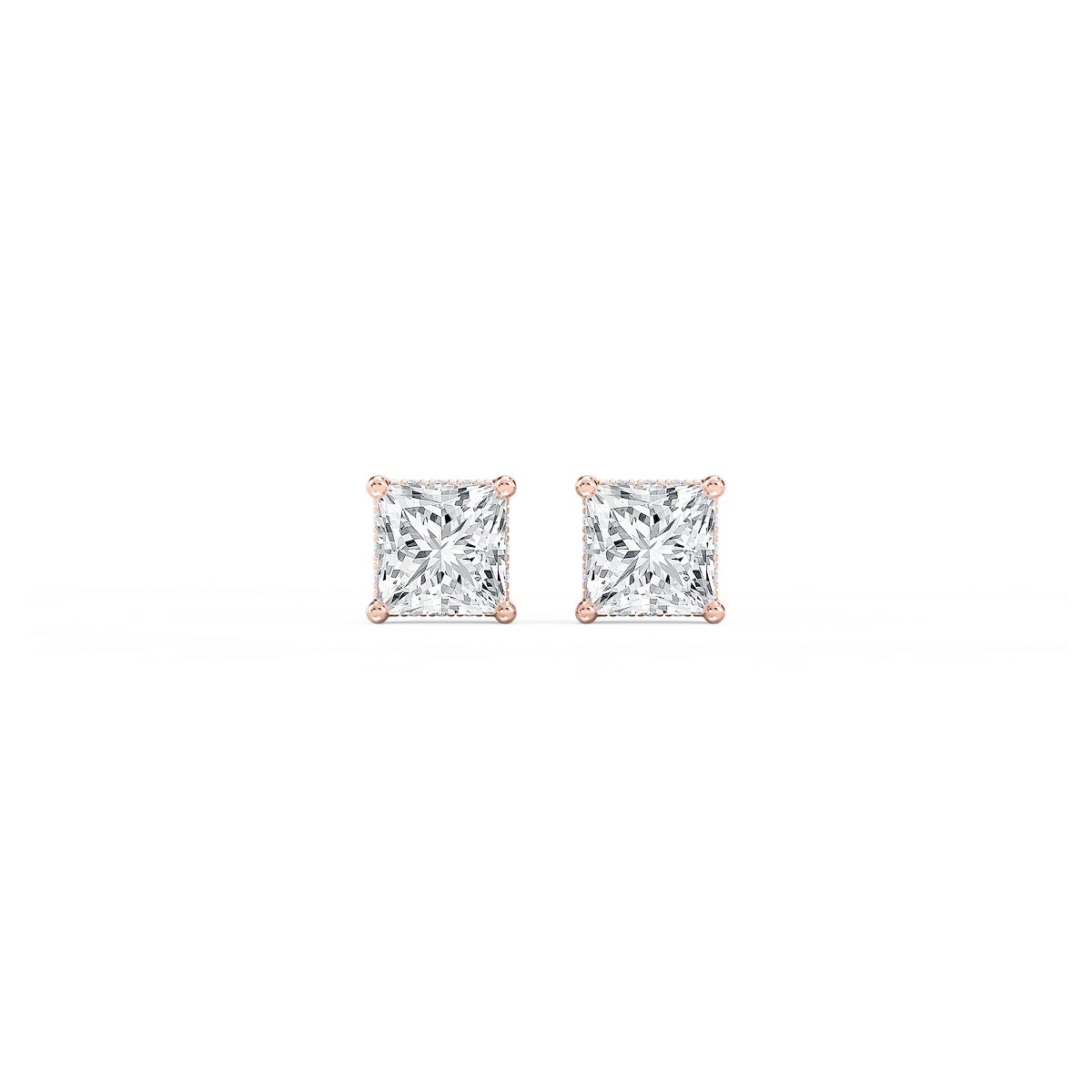 Princess Lab Grown Diamond Hidden Halo Stud Earrings