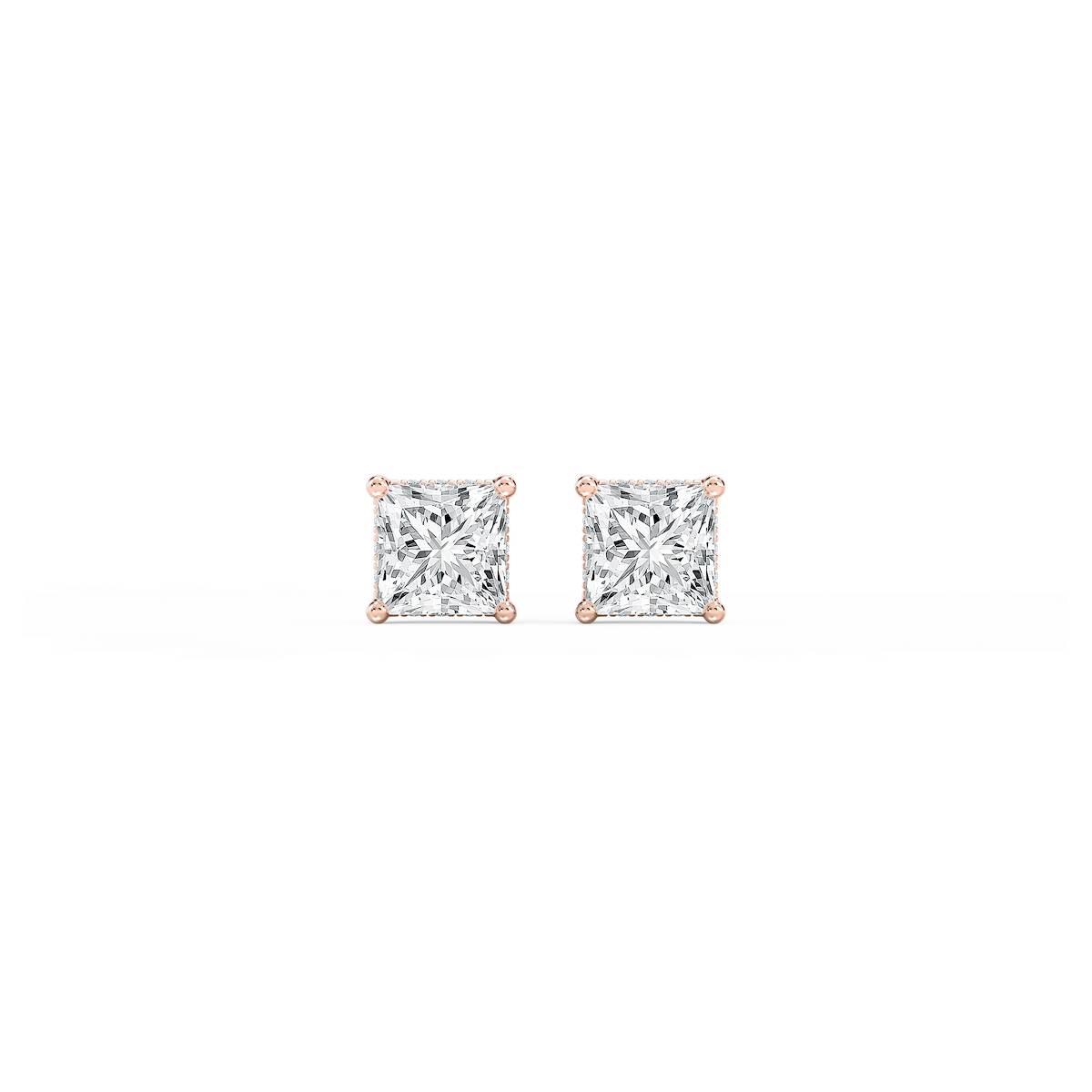 Princess Lab Grown Diamond Hidden Halo Stud Earrings
