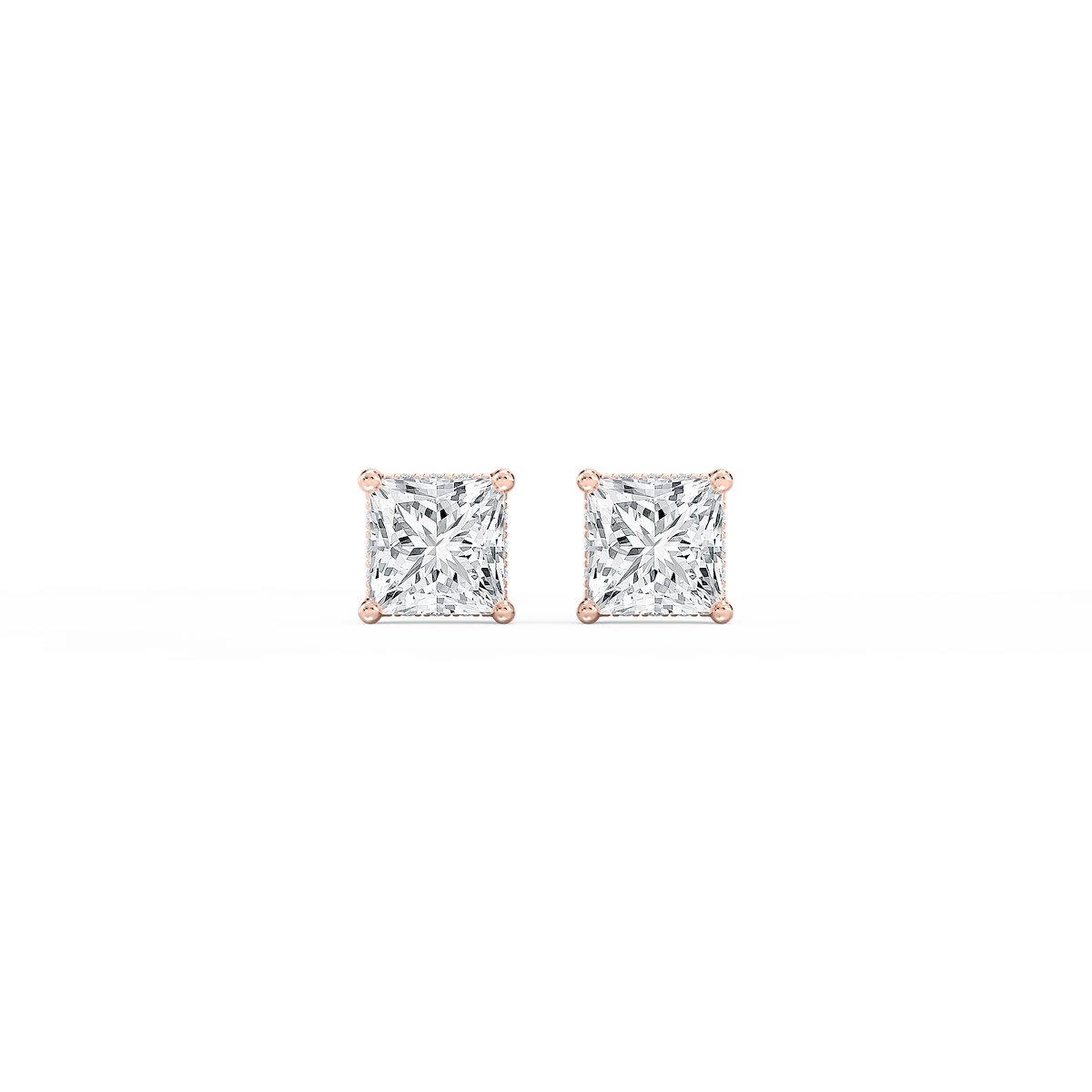 Princess Lab Grown Diamond Hidden Halo Stud Earrings