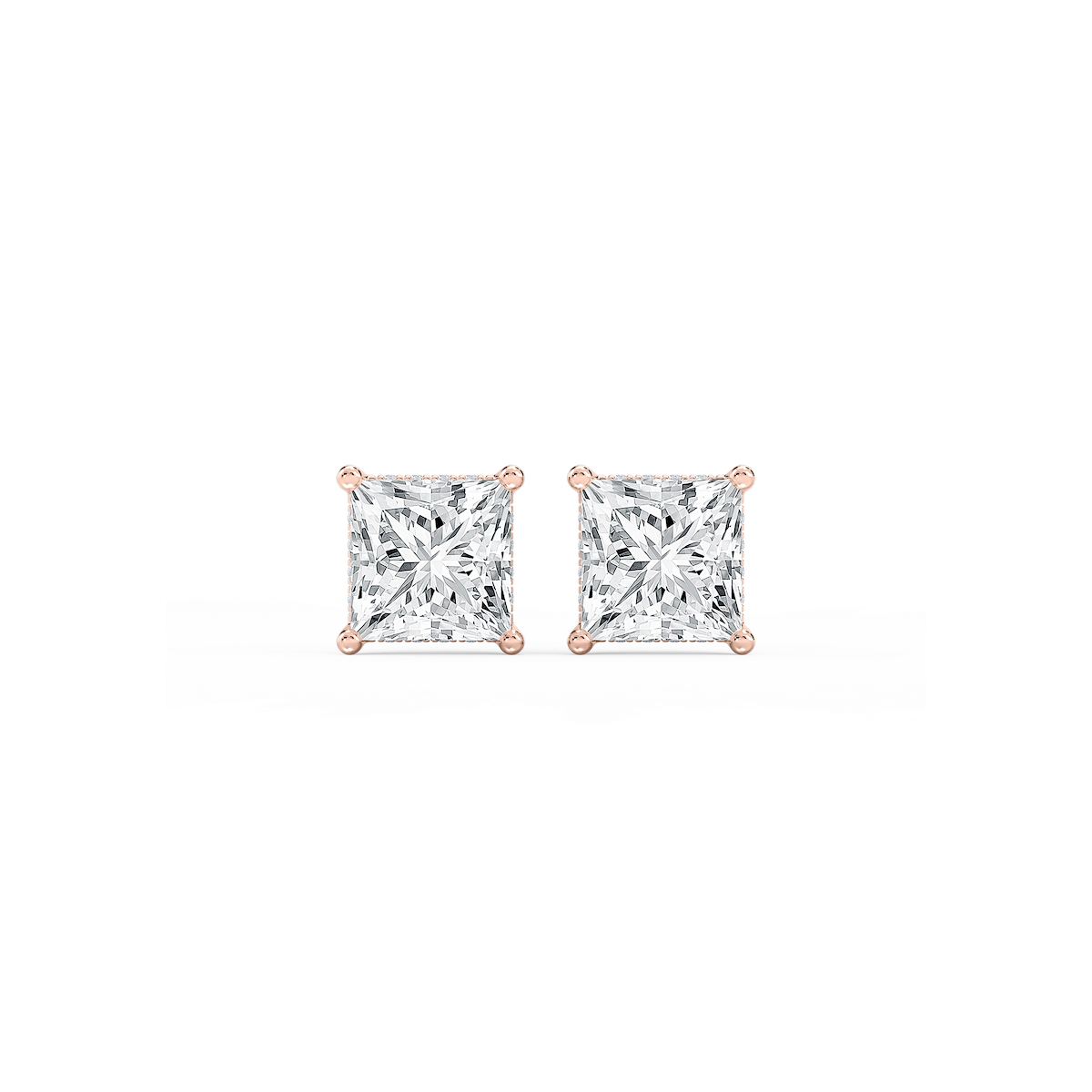Princess Lab Grown Diamond Hidden Halo Stud Earrings