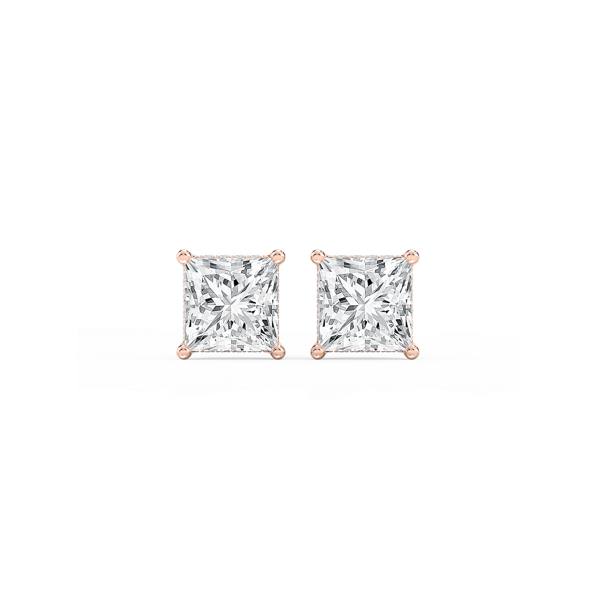 Princess Lab Grown Diamond Hidden Halo Stud Earrings