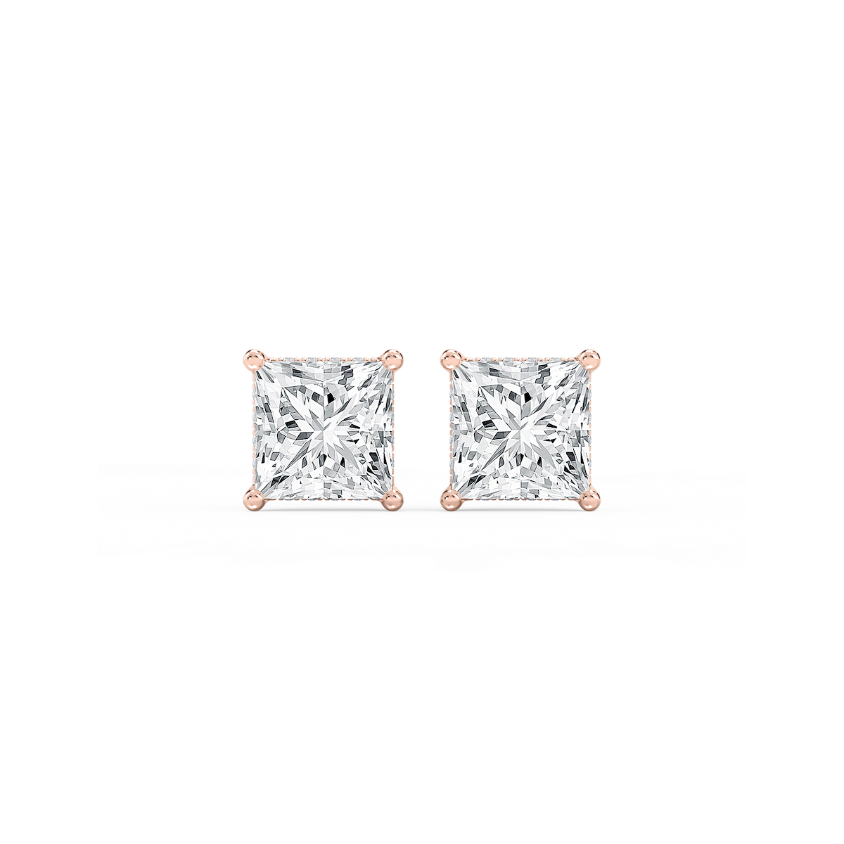 Princess Lab Grown Diamond Hidden Halo Stud Earrings