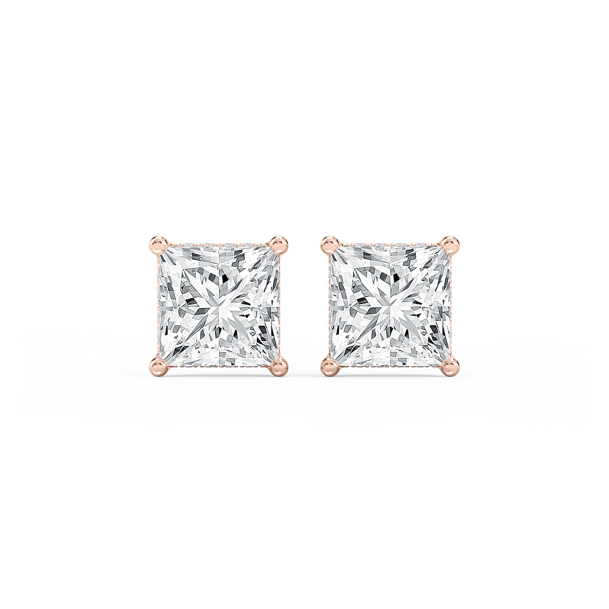 Princess Lab Grown Diamond Hidden Halo Stud Earrings