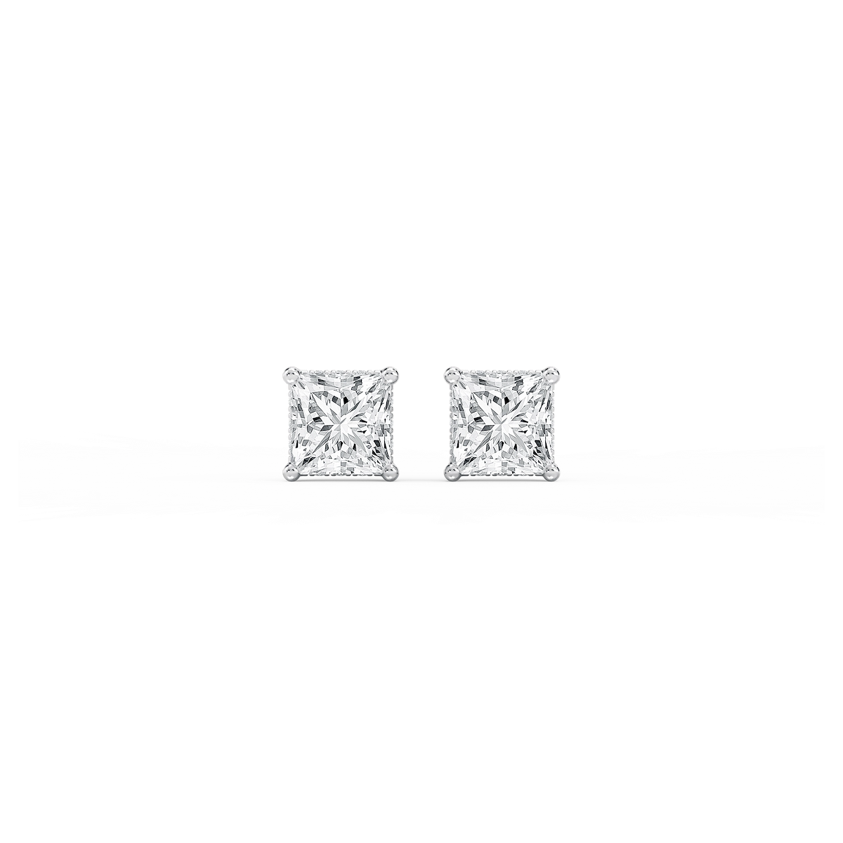Princess Lab Grown Diamond Hidden Halo Stud Earrings