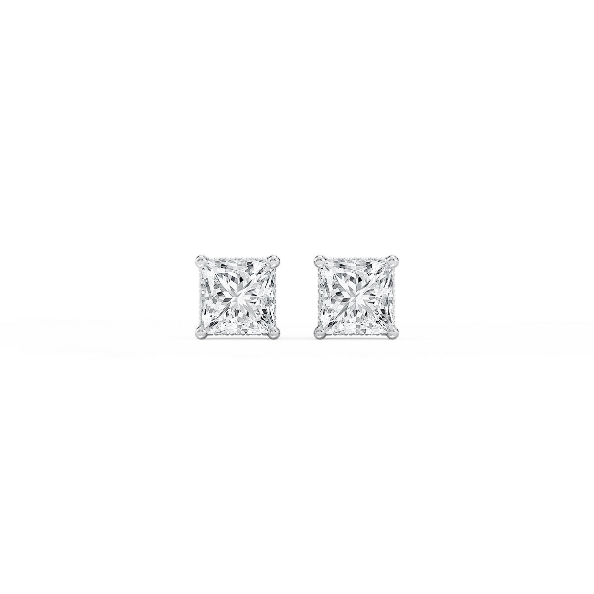 Princess Lab Grown Diamond Hidden Halo Stud Earrings