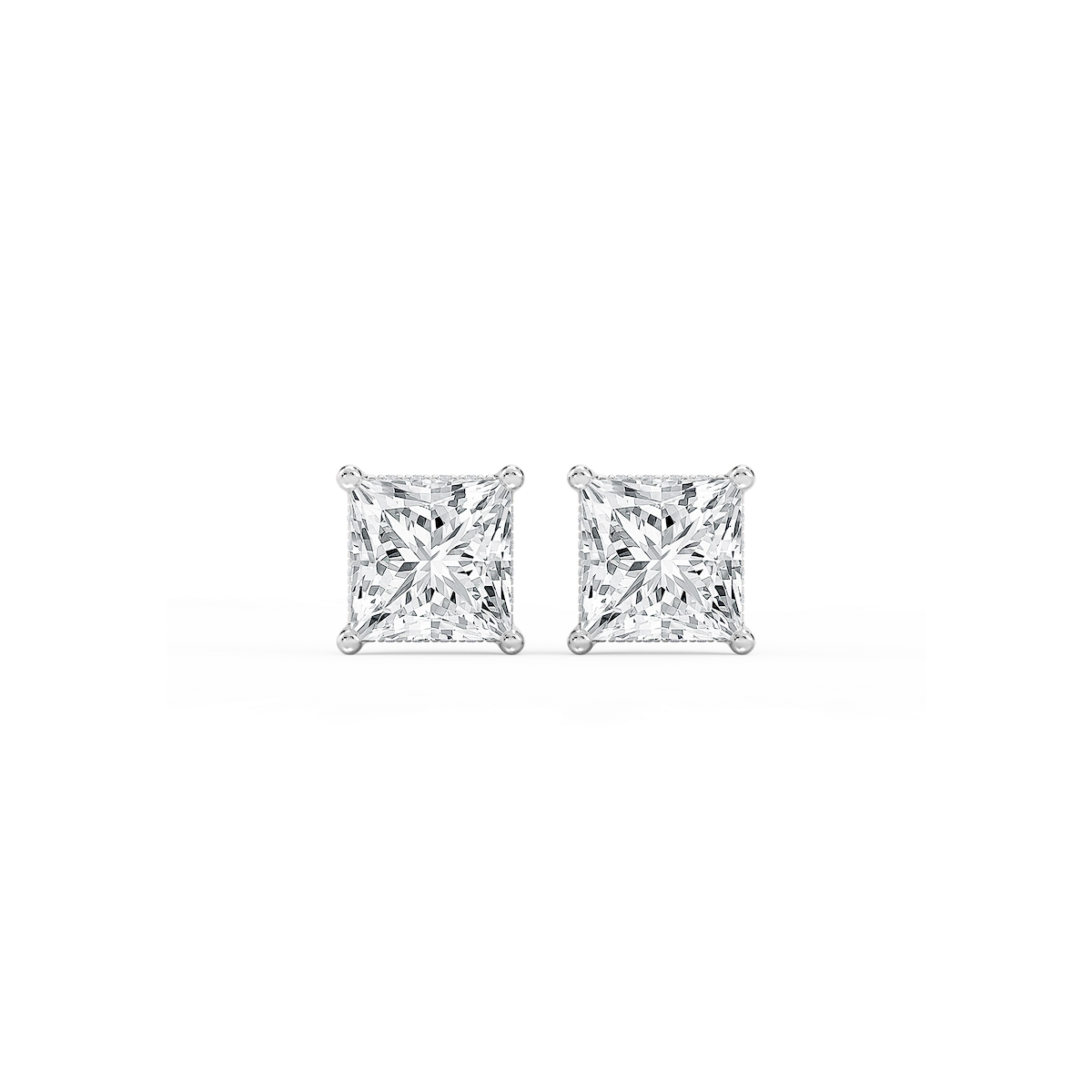 Princess Lab Grown Diamond Hidden Halo Stud Earrings