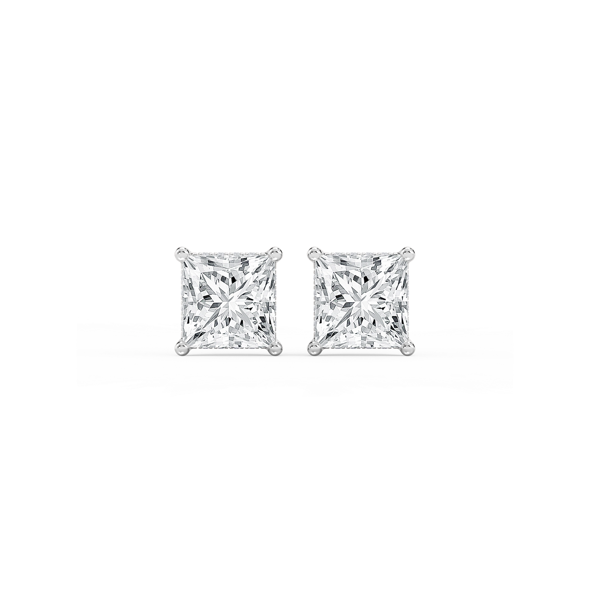 Princess Lab Grown Diamond Hidden Halo Stud Earrings