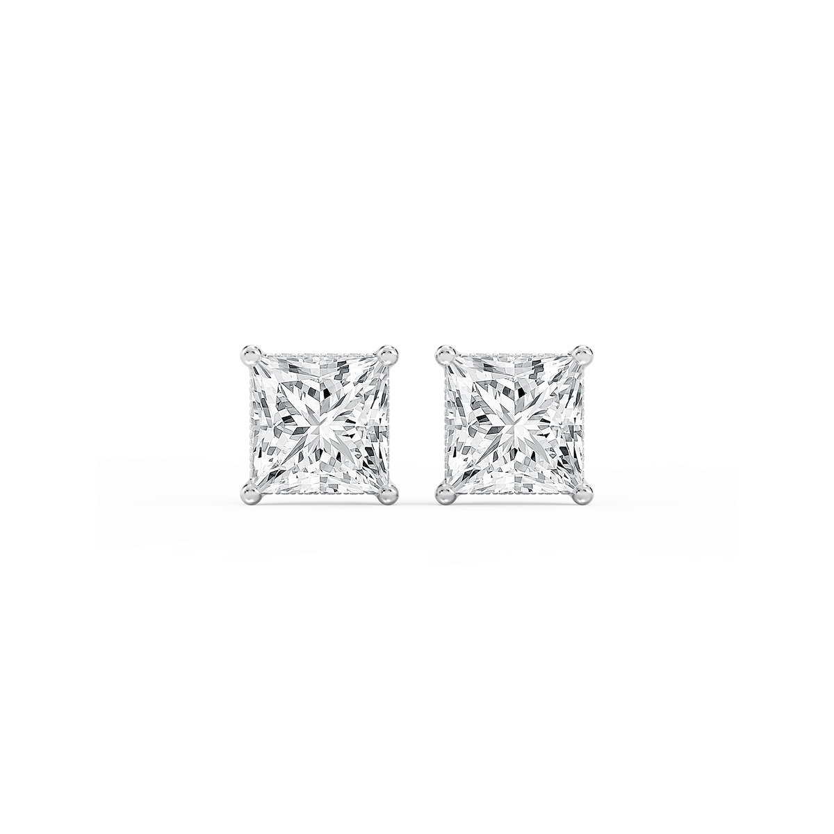 Princess Lab Grown Diamond Hidden Halo Stud Earrings