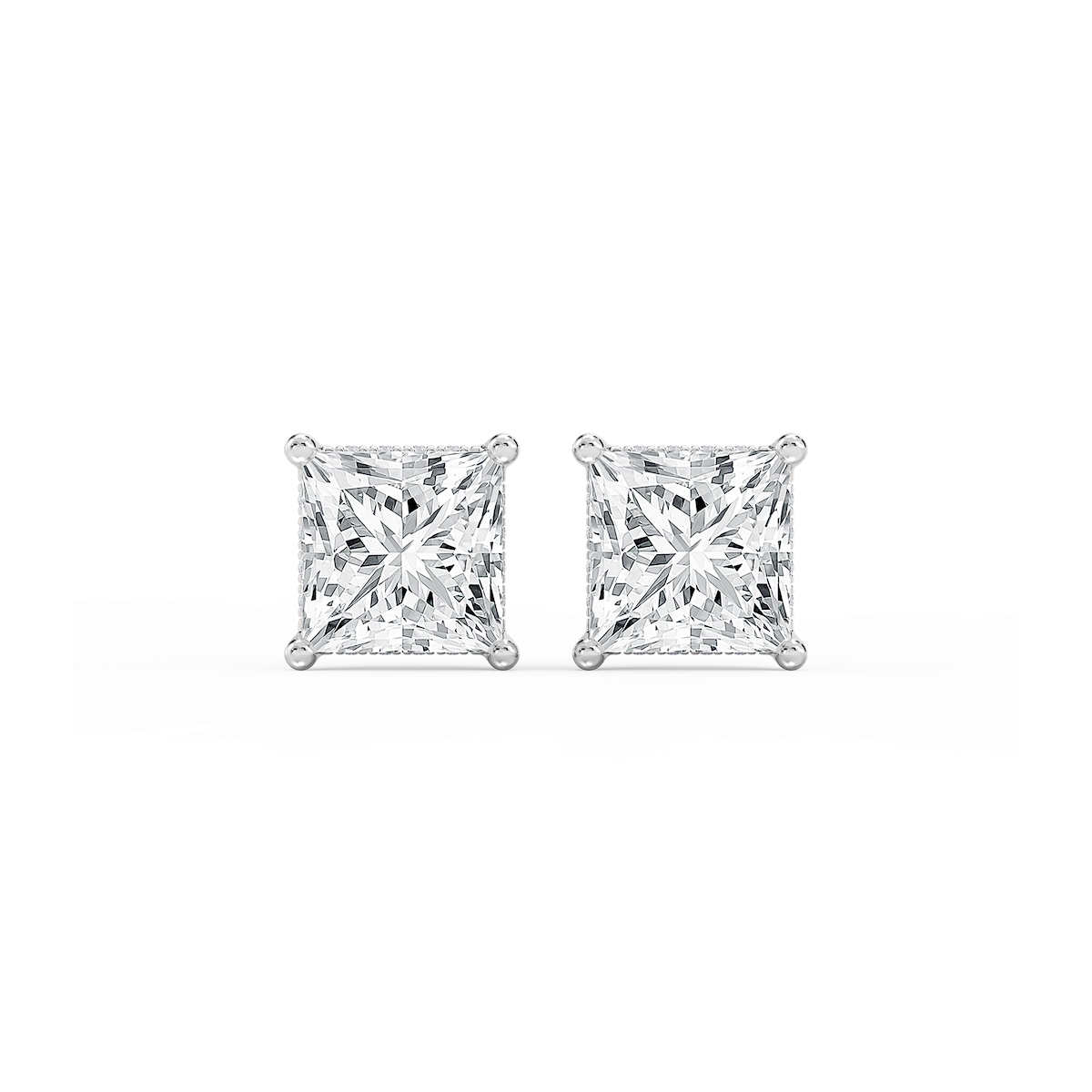 Princess Lab Grown Diamond Hidden Halo Stud Earrings