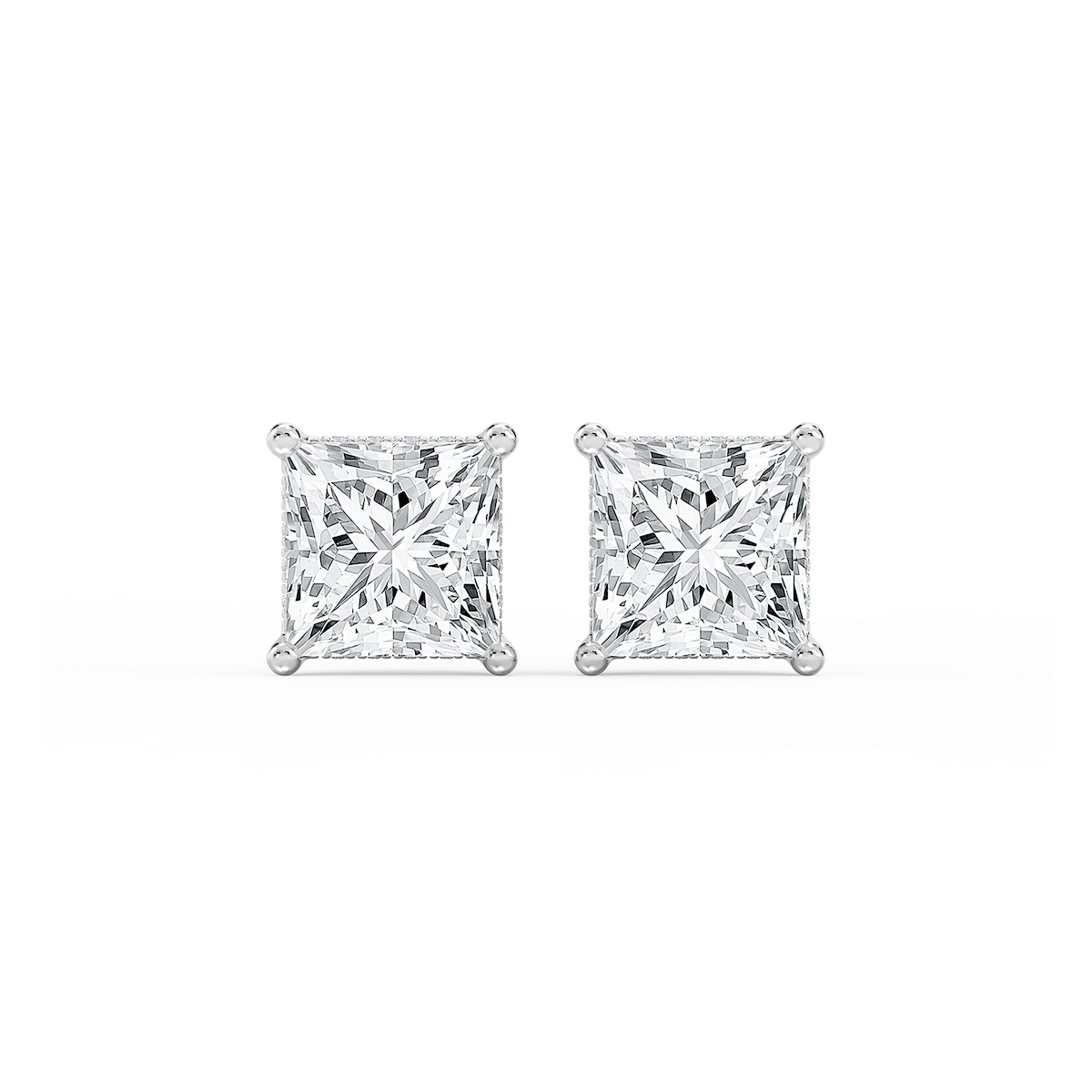 Princess Lab Grown Diamond Hidden Halo Stud Earrings