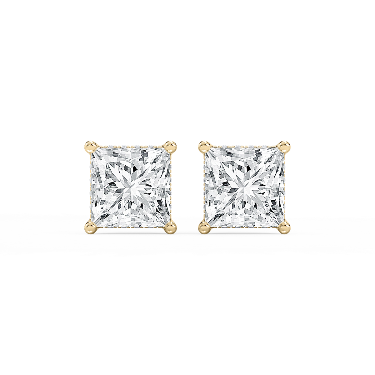 Princess Lab Grown Diamond Hidden Halo Stud Earrings