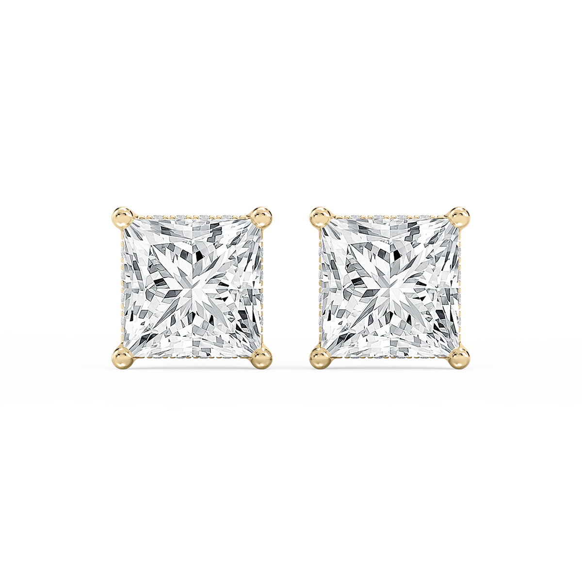 Princess Lab Grown Diamond Hidden Halo Stud Earrings
