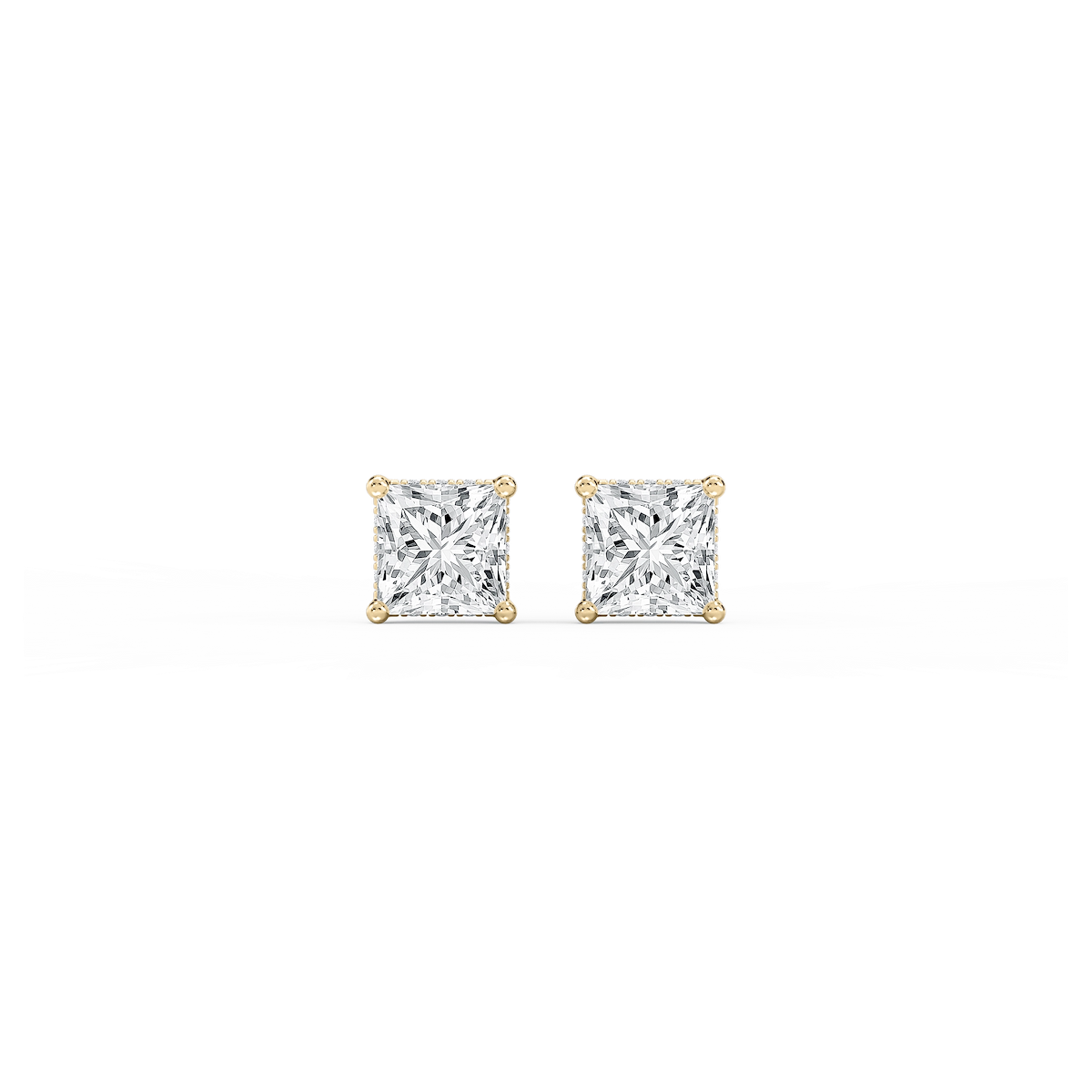 Princess Lab Grown Diamond Hidden Halo Stud Earrings
