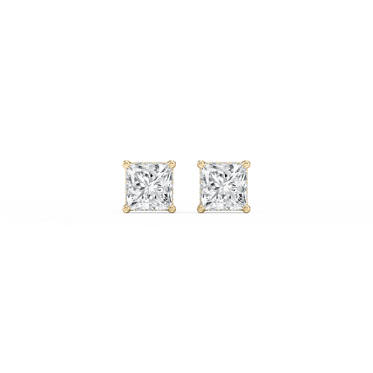 Princess Lab Grown Diamond Hidden Halo Stud Earrings