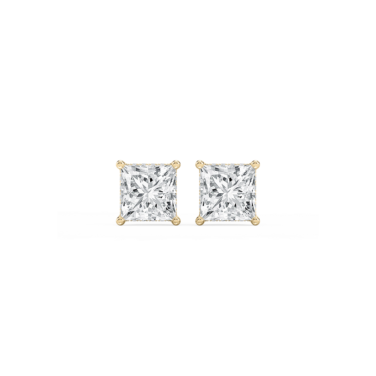 Princess Lab Grown Diamond Hidden Halo Stud Earrings