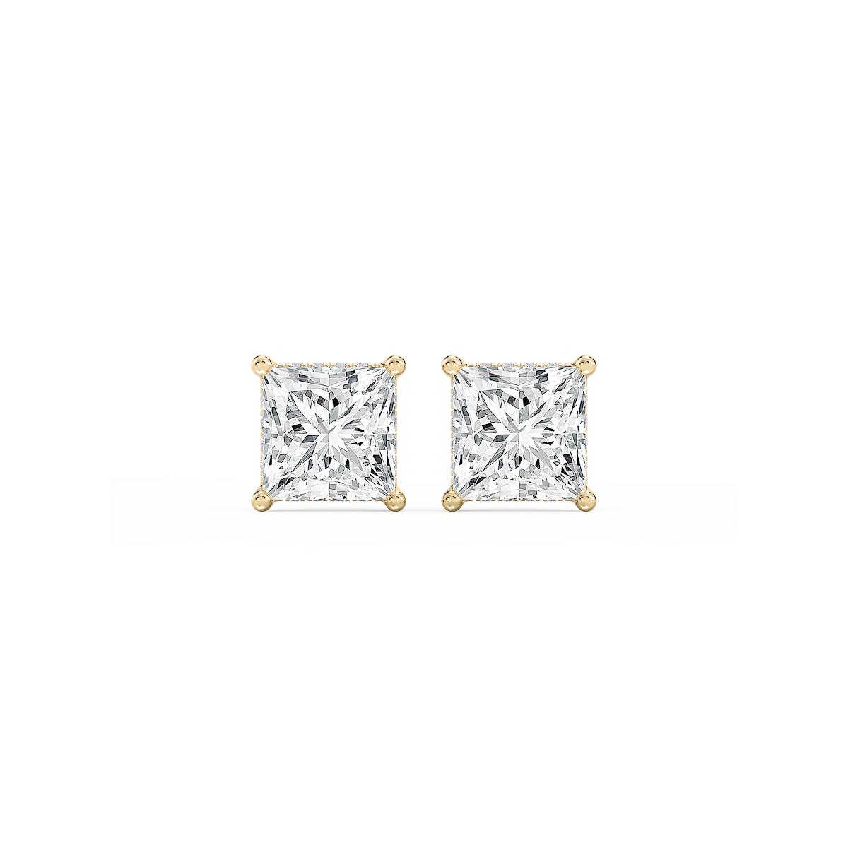 Princess Lab Grown Diamond Hidden Halo Stud Earrings
