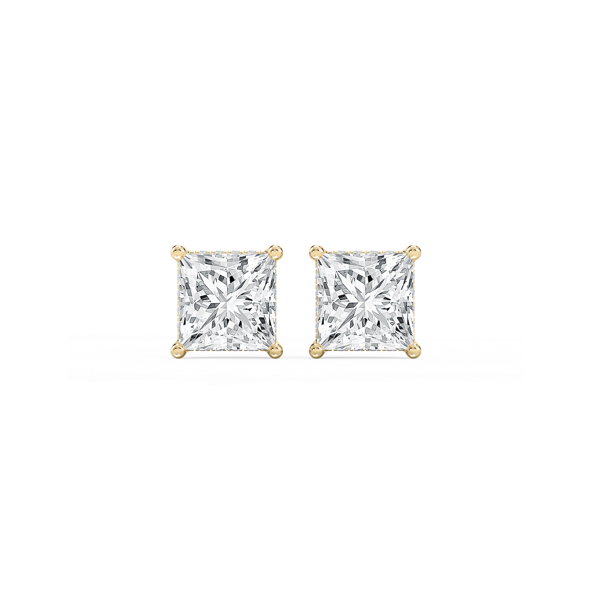 Princess Lab Grown Diamond Hidden Halo Stud Earrings