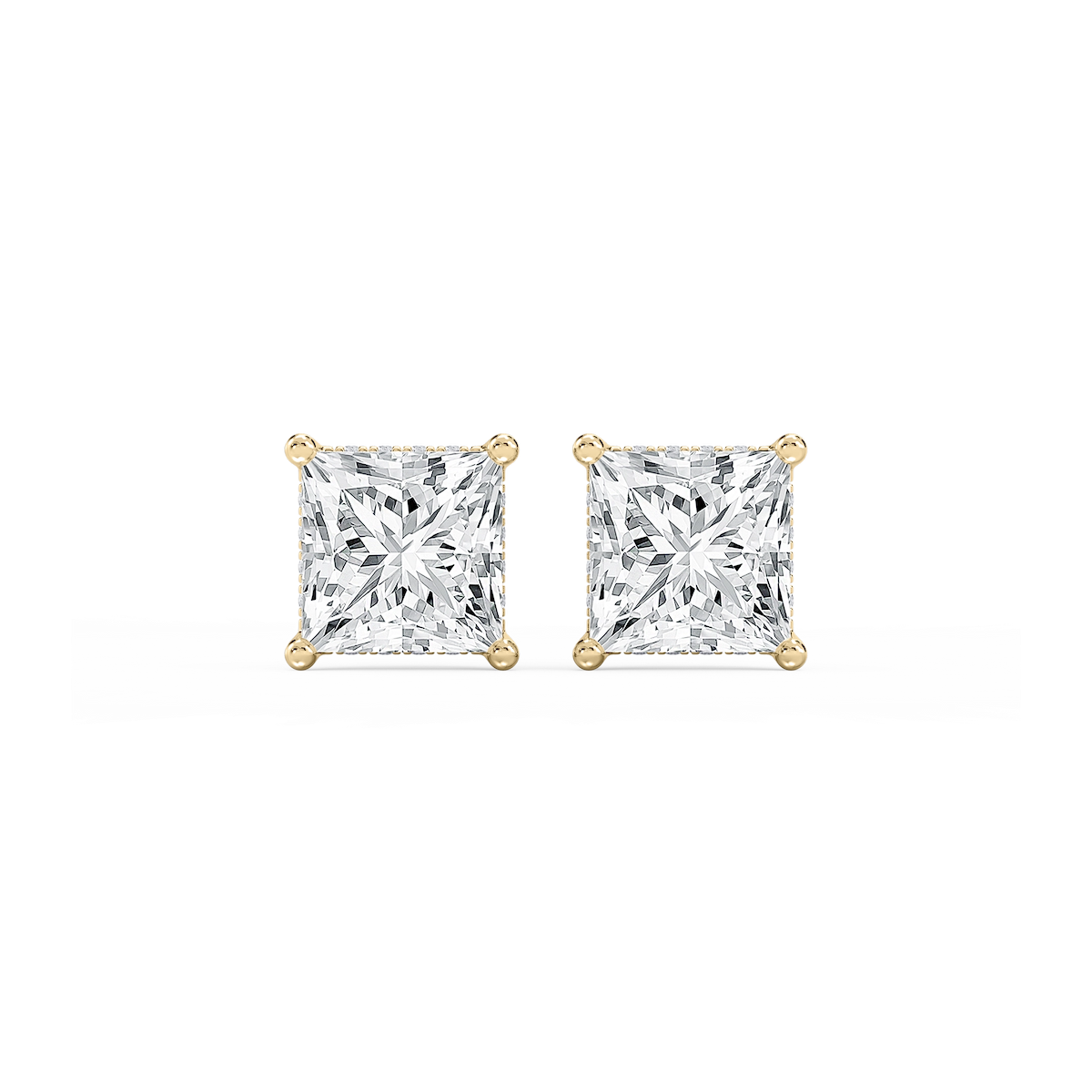 Princess Lab Grown Diamond Hidden Halo Stud Earrings
