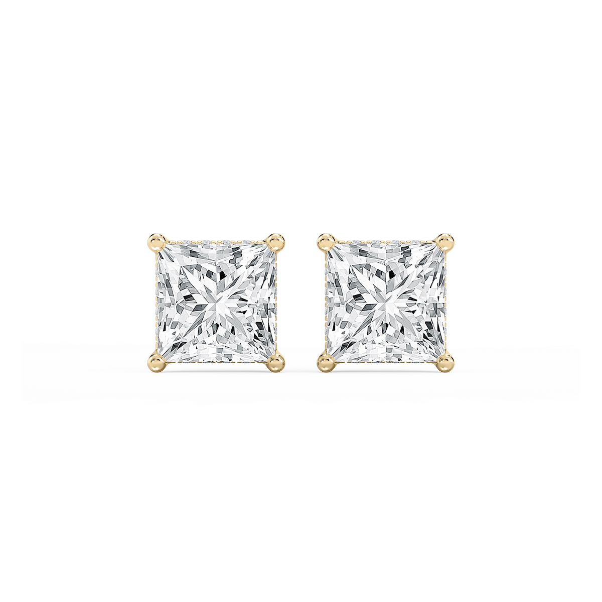 Princess Lab Grown Diamond Hidden Halo Stud Earrings