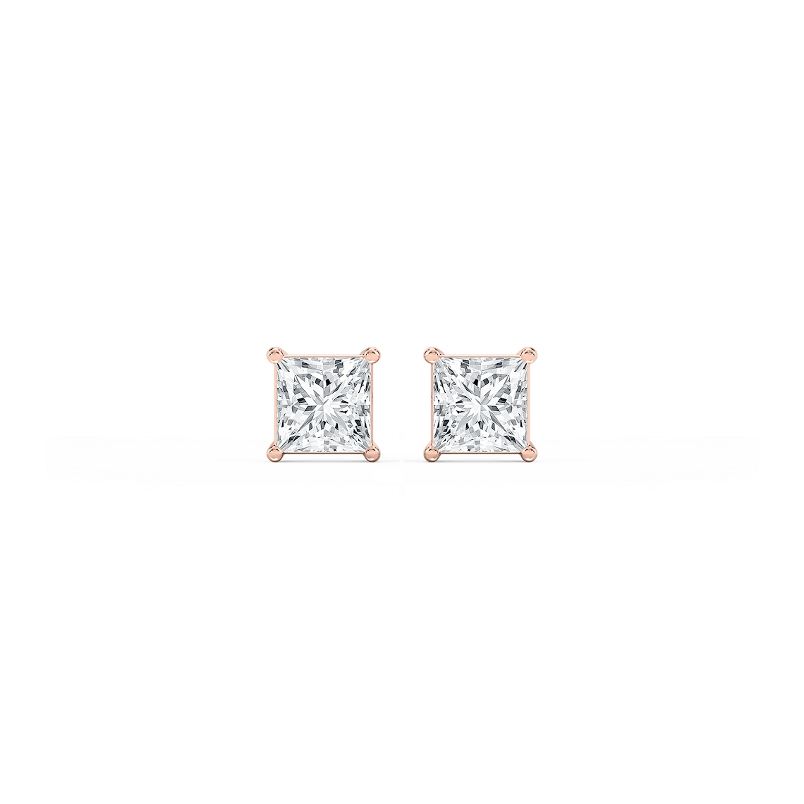 Princess Lab Grown Diamond Classic Four Prong Threaded Back Stud Earrings