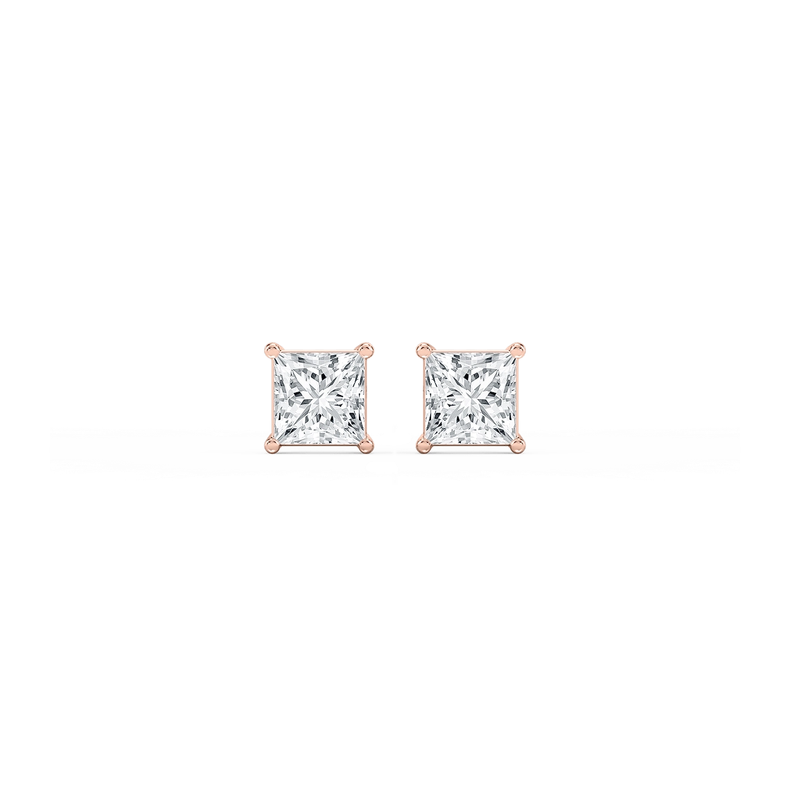Princess Lab Grown Diamond Classic Four Prong Threaded Back Stud Earrings