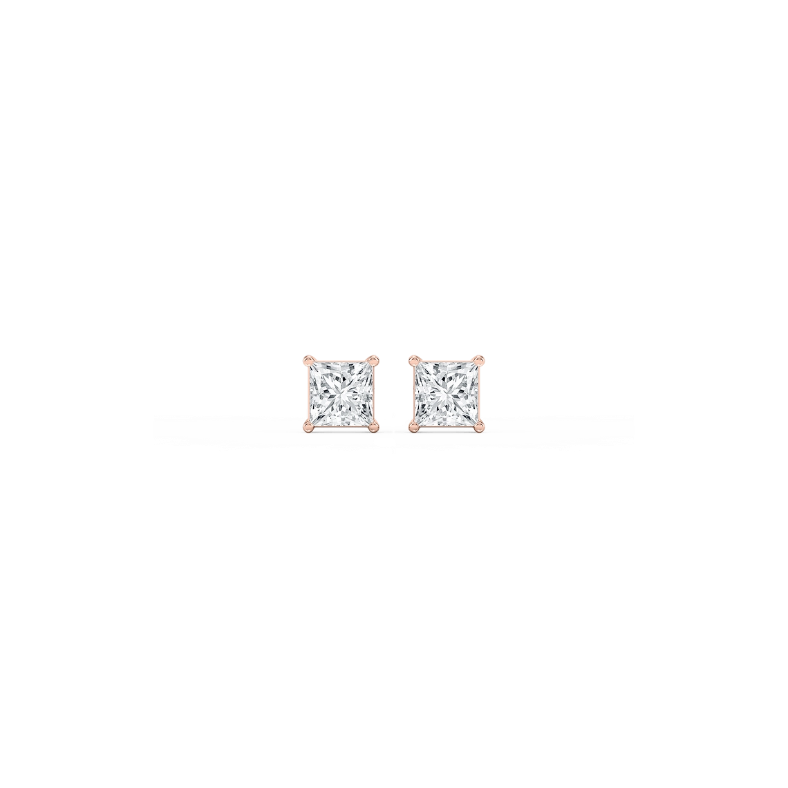Princess Lab Grown Diamond Classic Four Prong Threaded Back Stud Earrings
