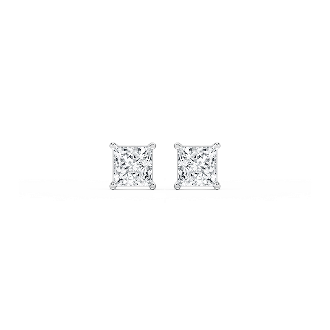 Princess Lab Grown Diamond Classic Four Prong Threaded Back Stud Earrings
