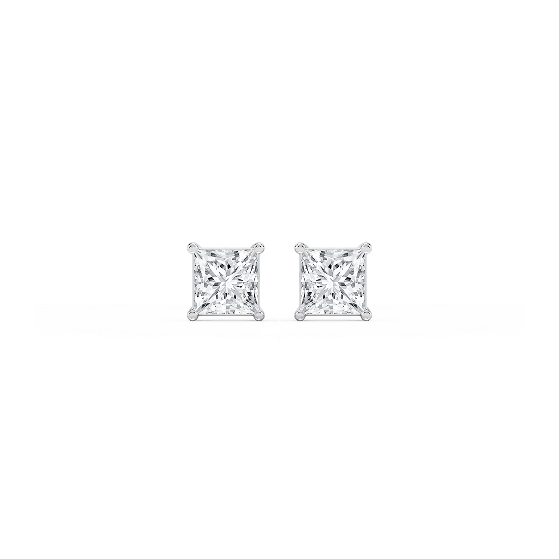 Princess Lab Grown Diamond Classic Four Prong Threaded Back Stud Earrings