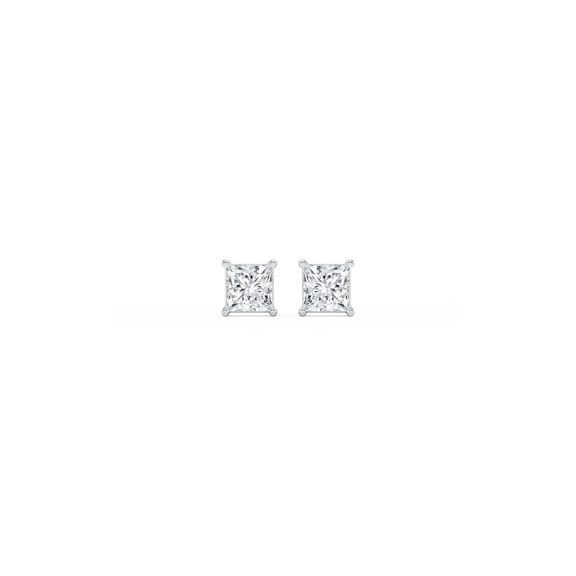 Princess Lab Grown Diamond Classic Four Prong Threaded Back Stud Earrings