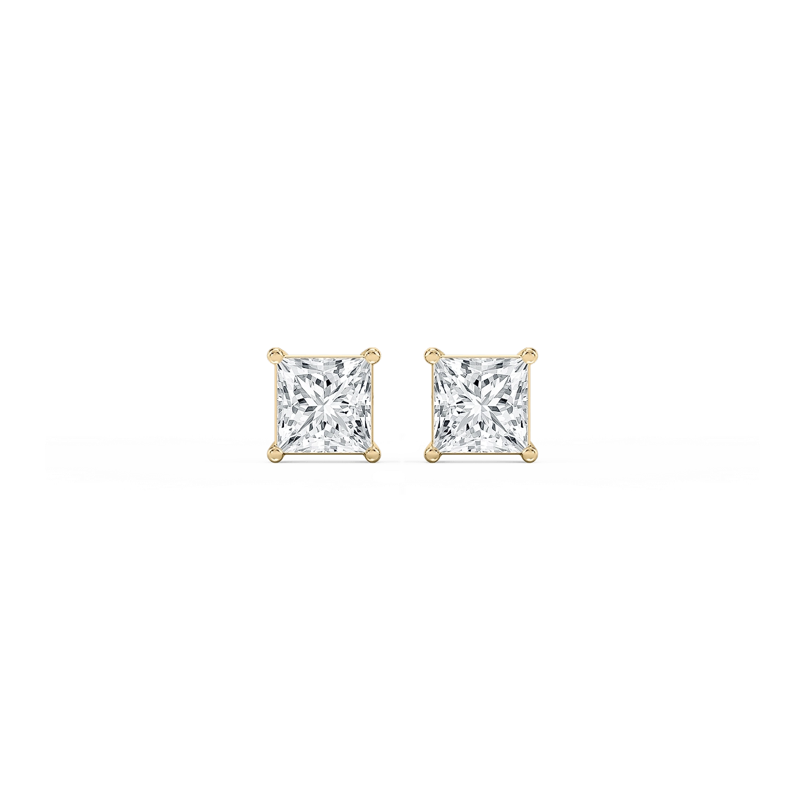Princess Lab Grown Diamond Classic Four Prong Threaded Back Stud Earrings