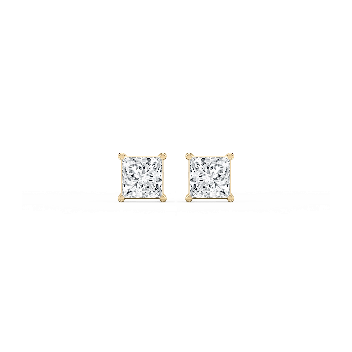 Princess Lab Grown Diamond Classic Four Prong Threaded Back Stud Earrings
