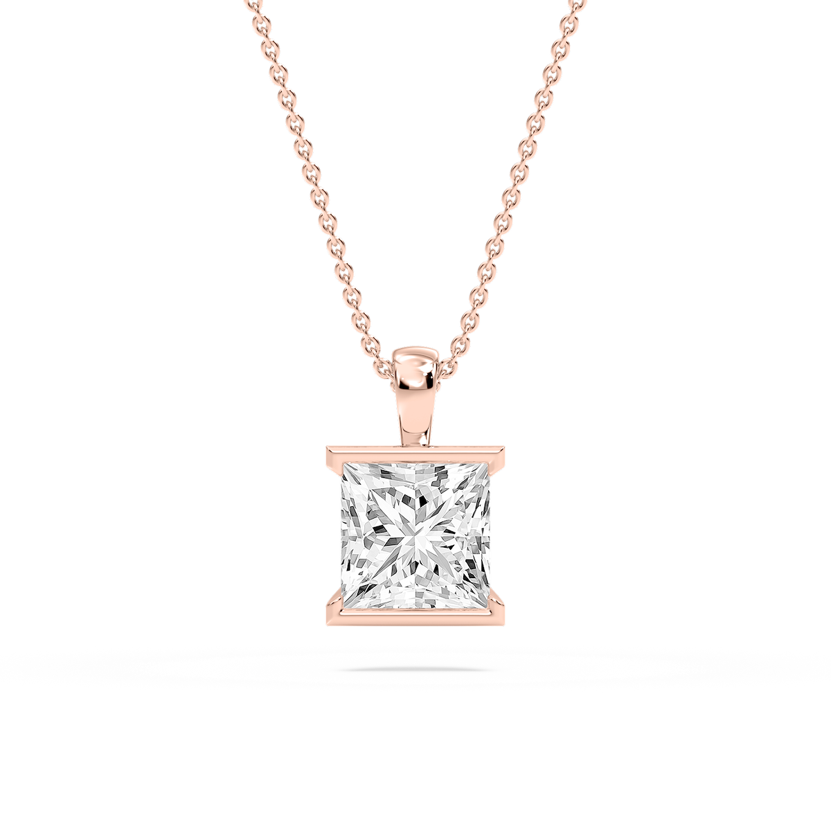 Princess Lab Grown Diamond Half Bezel Solitaire Pendant