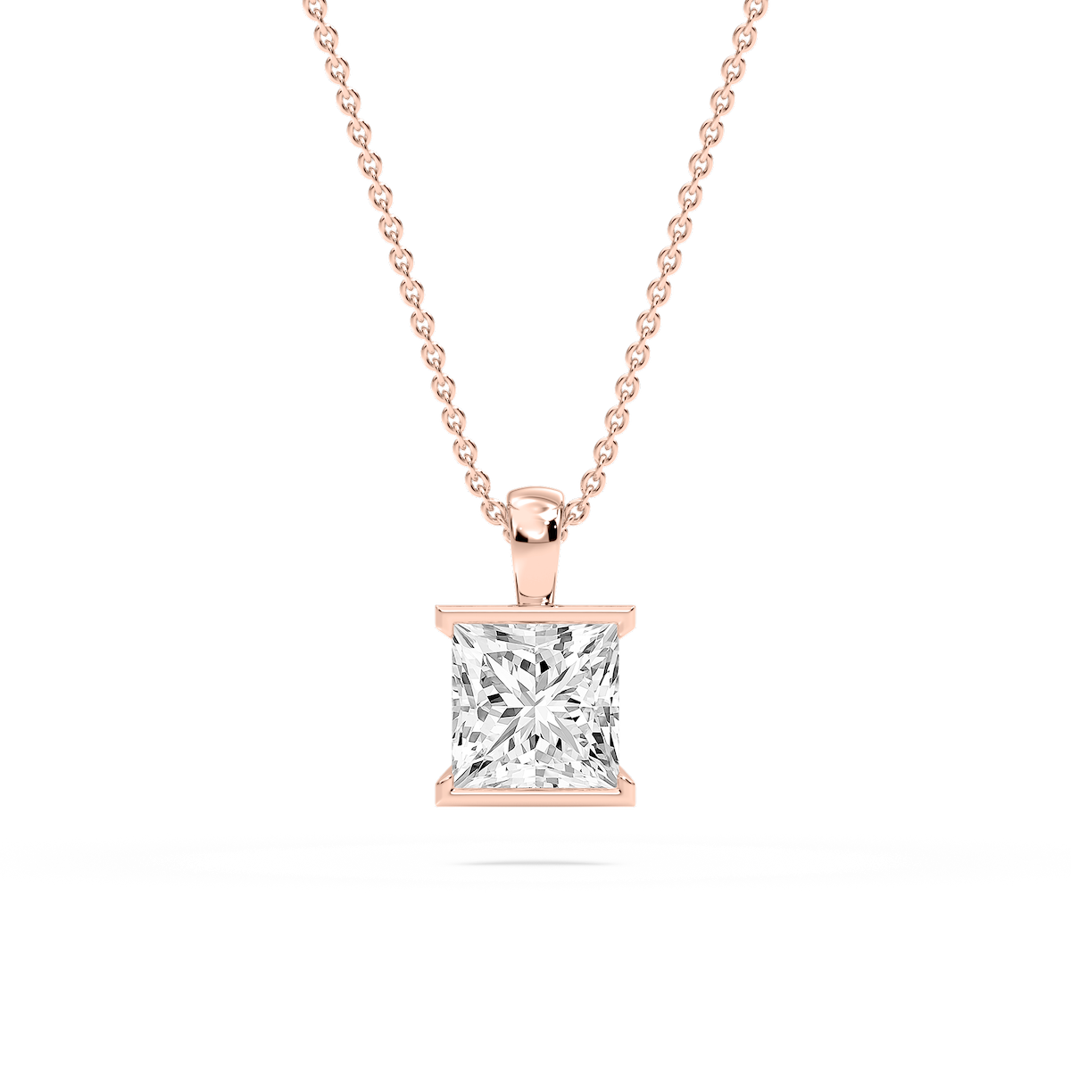 Princess Lab Grown Diamond Half Bezel Solitaire Pendant
