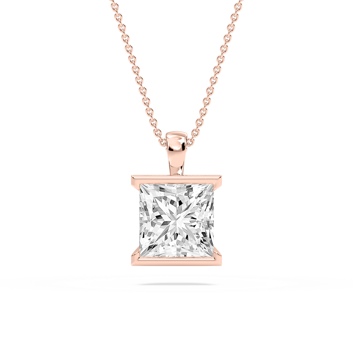 Princess Lab Grown Diamond Half Bezel Solitaire Pendant