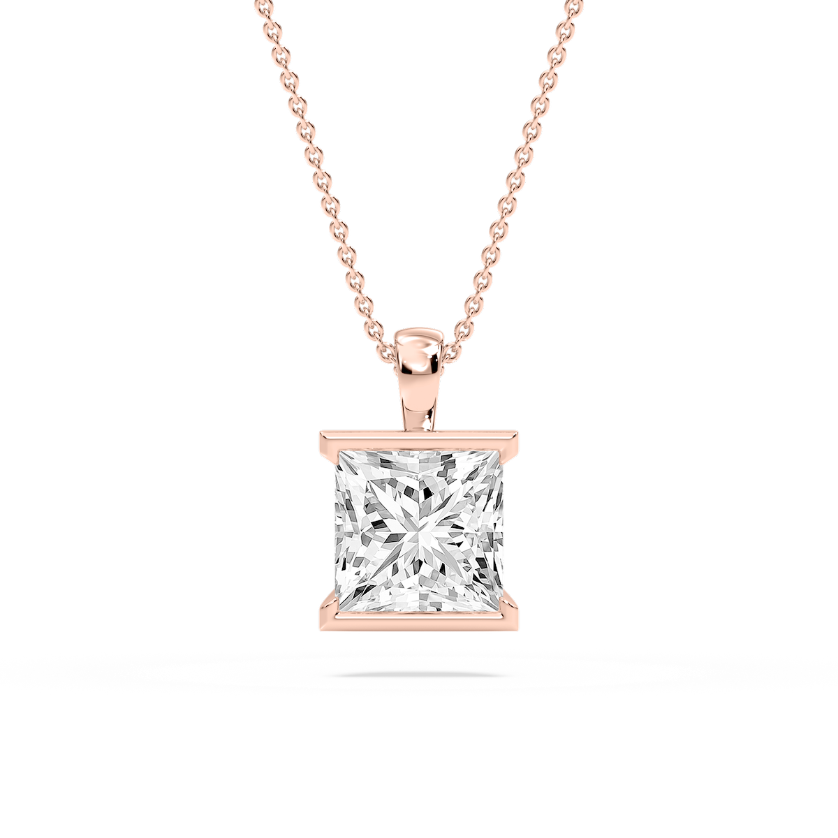 Princess Lab Grown Diamond Half Bezel Solitaire Pendant